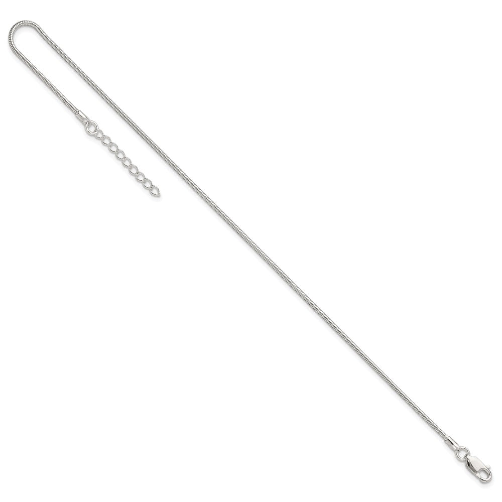 Sterling Silver 1.5mm Round Snake Chain 9in Plus 1in ext. Anklet 9 inches