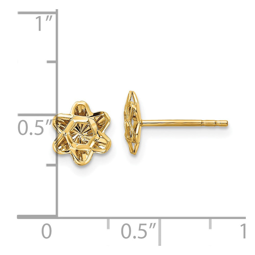 14k Diamond-cut Floral Post Earrings