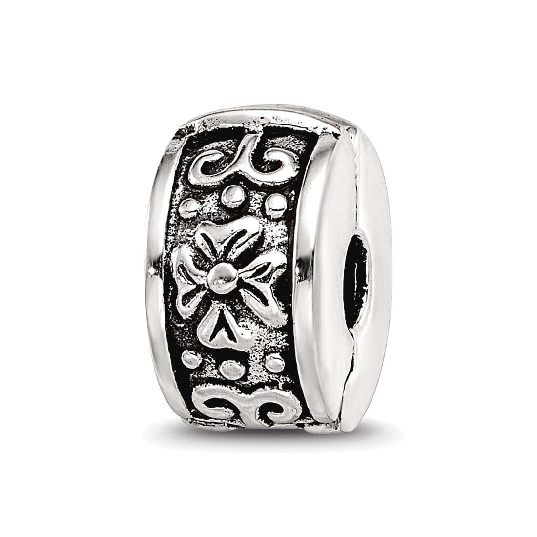 Sterling Silver Reflections Hinged Floral Clip Bead