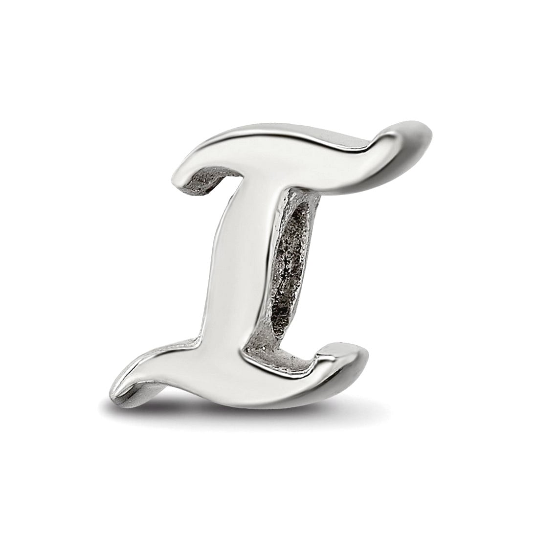 925 Sterling Silver Polished Reflections Letter Name Personalized Monogram Initial I Script Bead Charm 10.91x7.27mm Wide