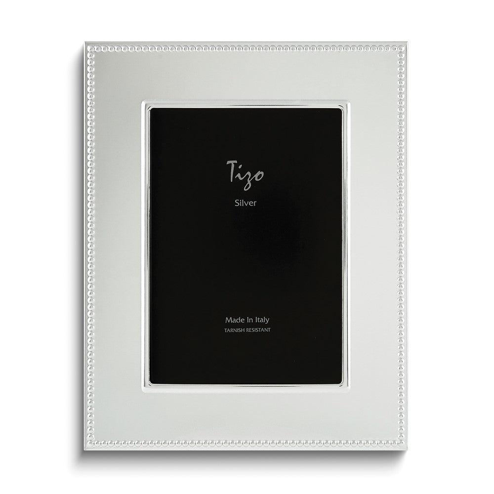 Tizo Italian Silverplate Flat Wide Beaded 4x6 Picture Frame