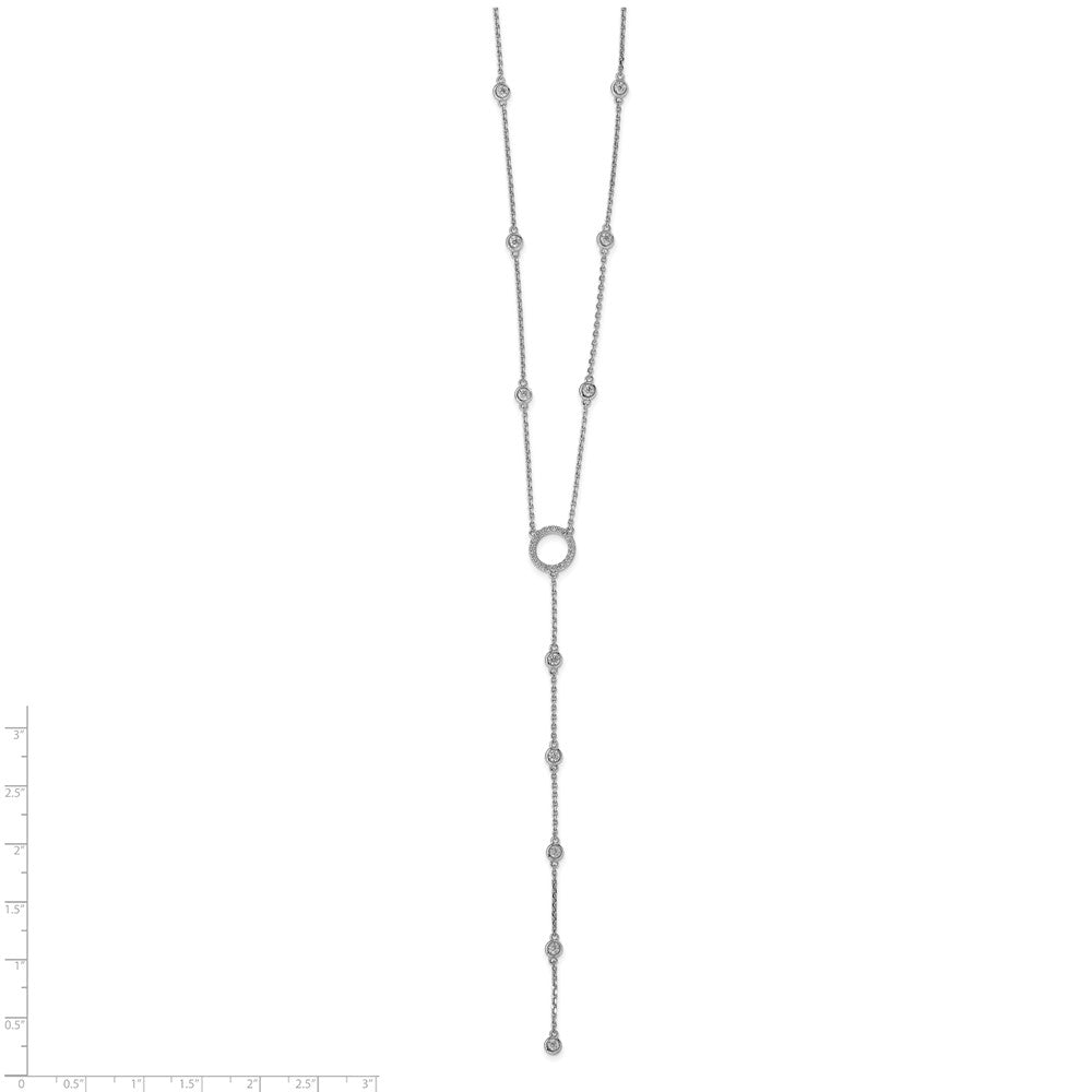 Sterling Shimmer Sterling Silver Rhodium-plated 16 inch 32 Stone CZ Y-Drop Necklace with 2 inch extender 16 Inches