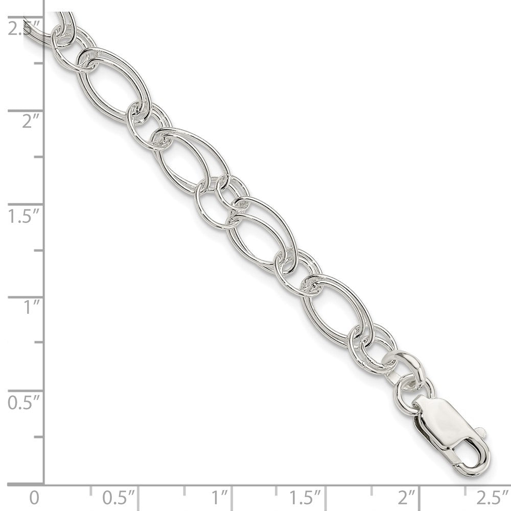Sterling Silver Polished Oval Link Bracelet 7.5 inches