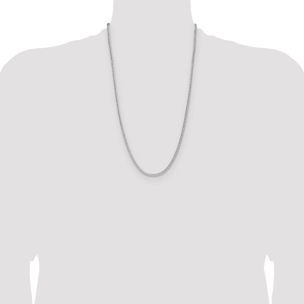 Sterling Silver Rhodium-plated 2.5mm 8 Sided D/C Double Spiga Chain
