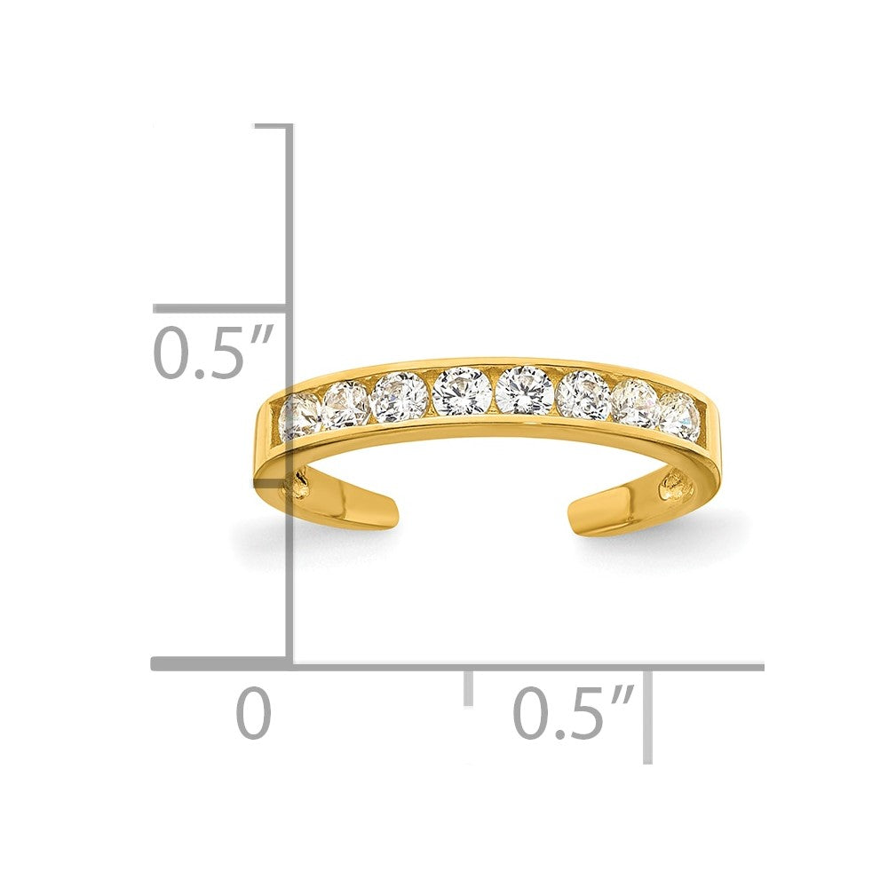 10k Polished Channel-set White CZ Toe Ring
