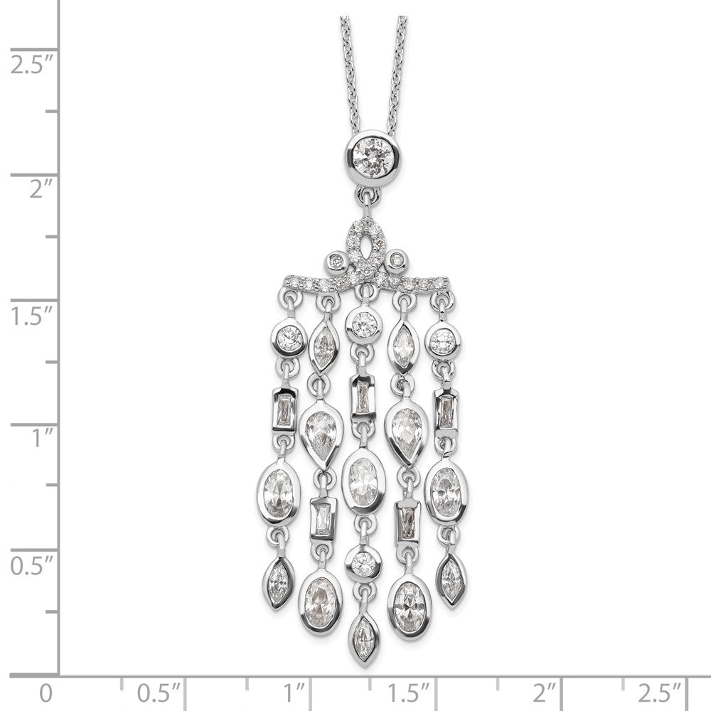 Sterling Silver Rhodium Plated Bezel CZ Fancy Necklace