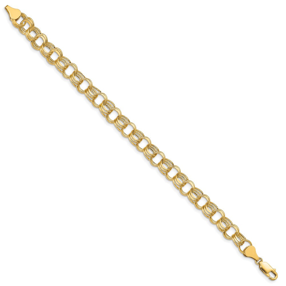 10k Lite 8mm Triple Link Charm Bracelet