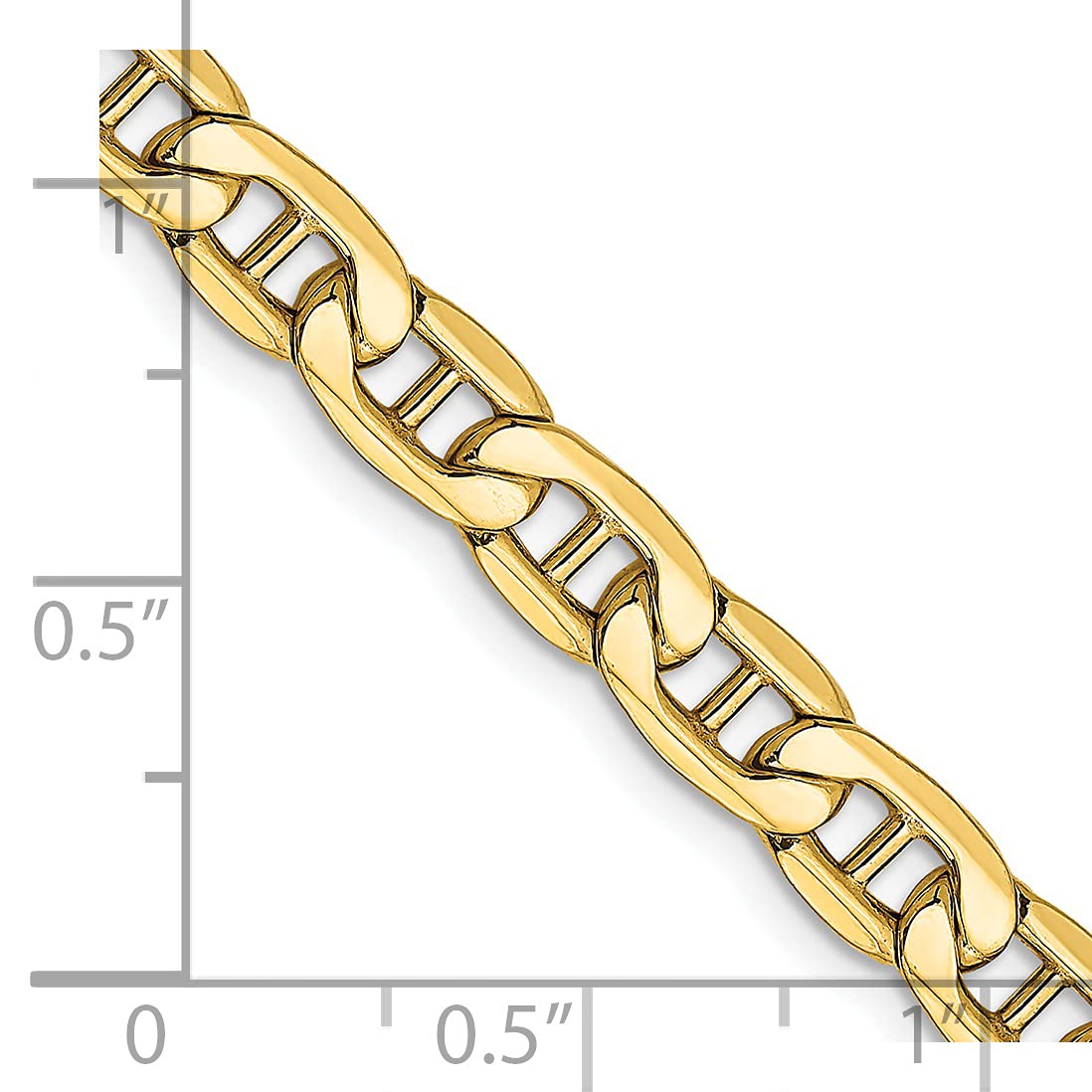 14K 18 inch 5.5mm Semi-Solid Anchor with Lobster Clasp Chain