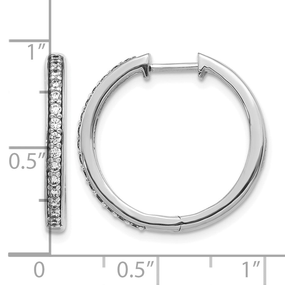 10k White Gold Diamond Hinged Hoop Earrings