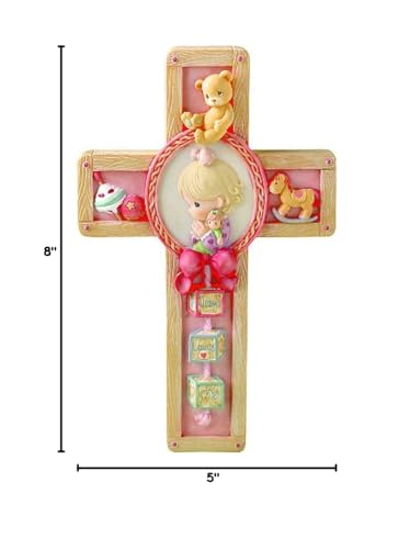 Precious Moments Pink Praying Girl Resin Cross Plaque