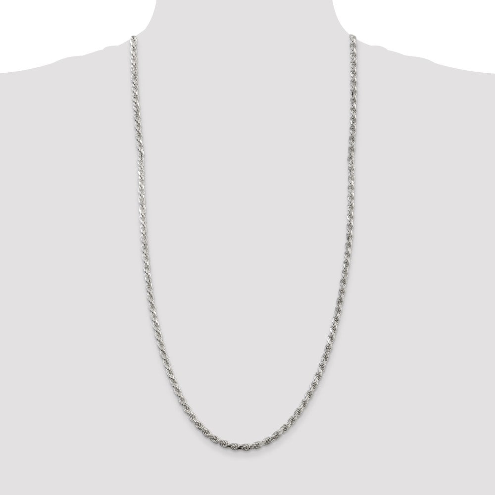 Sterling Silver 4.25mm Diamond-cut Rope Chain 30 Inches