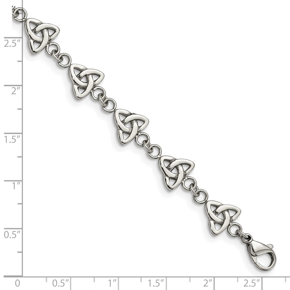 Stainless Steel Polished Trinity Knot 7in Bracelet