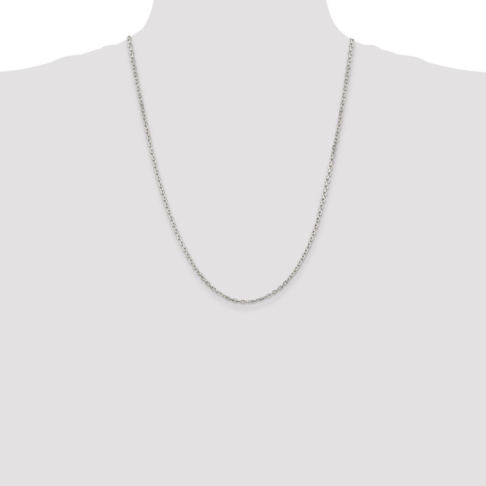 Sterling Silver 2.75mm Beveled Oval Cable Chain 24 Inches