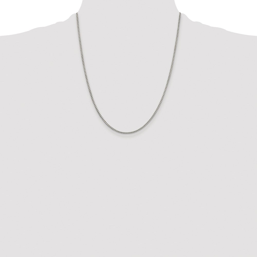 Sterling Silver Rhodium-plated 1.75mm Round Box Chain