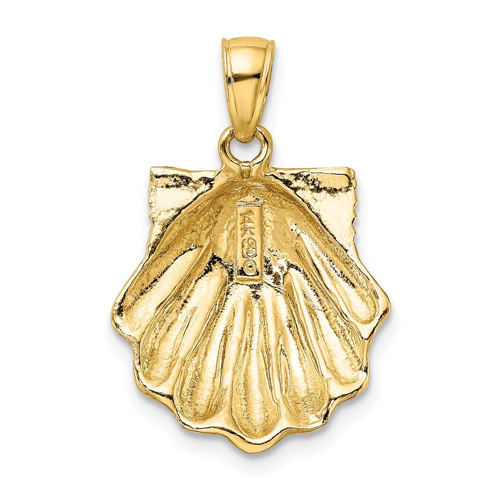 14K Pink Enamel Scallop Shell Charm