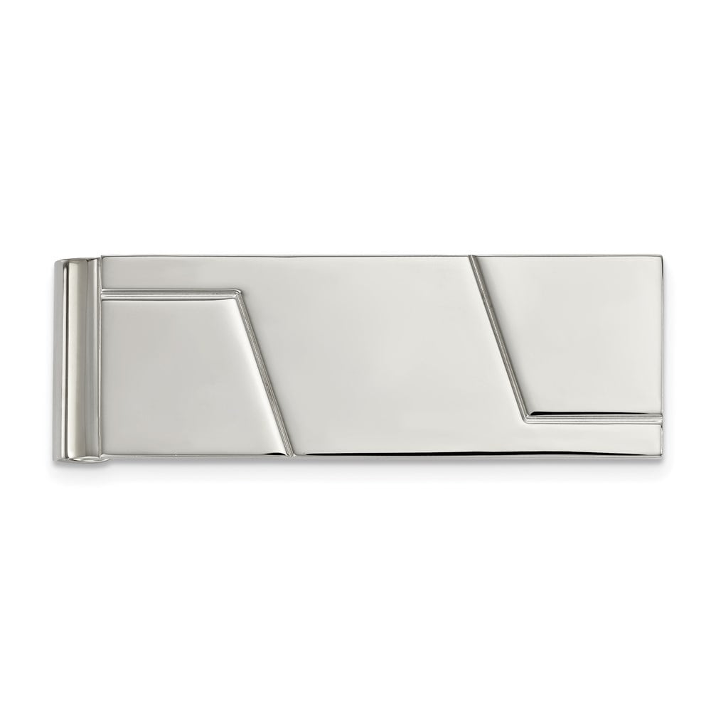 Chisel Men's Stainless Steel Polished Grooved Flat Edge Money Clip