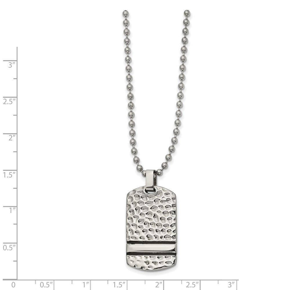 Stainless Steel Antiqued & Polished Hammered Reversible DogTag Necklace
