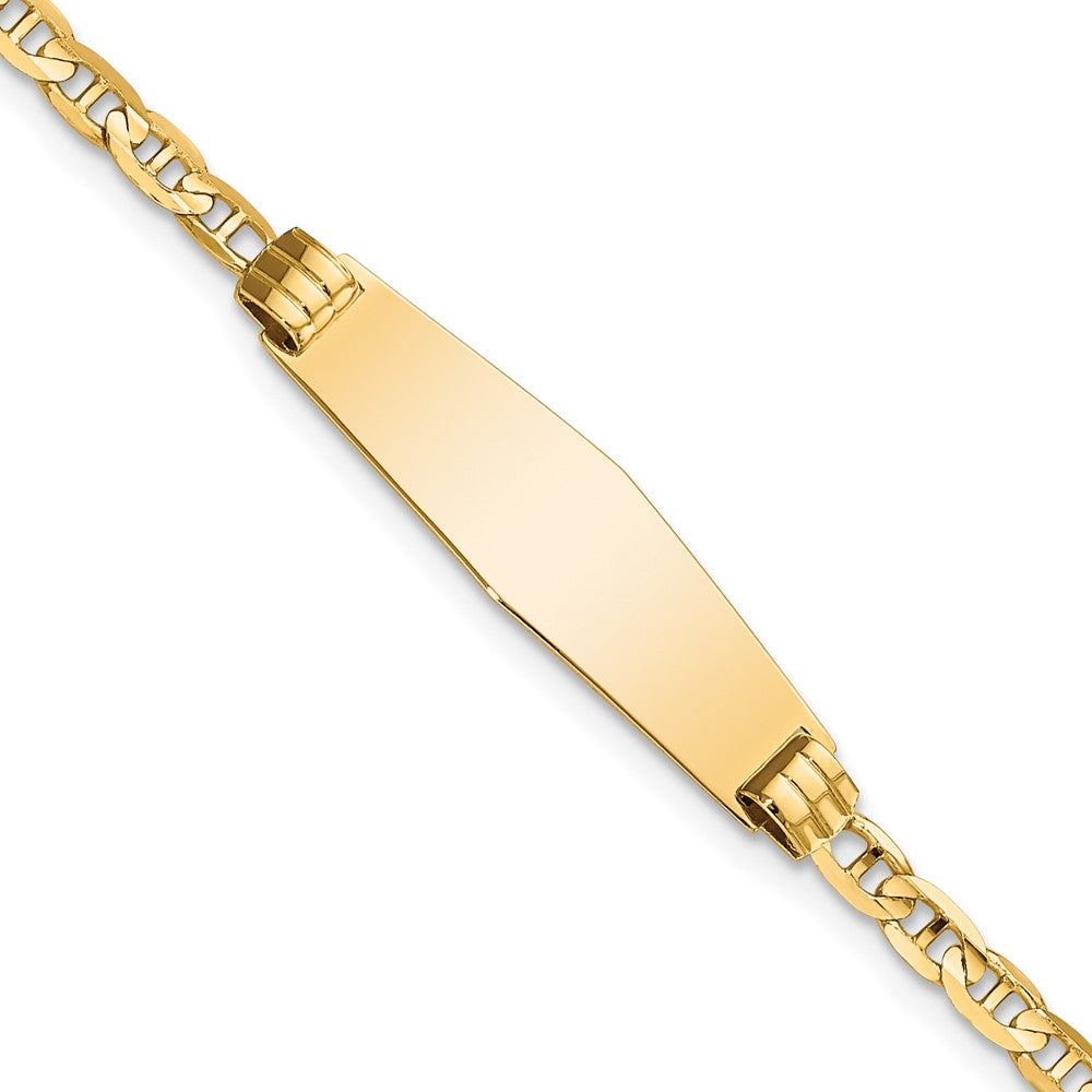 14k Children's Soft Diamond Shape Anchor Link ID Bracelet 6 inches