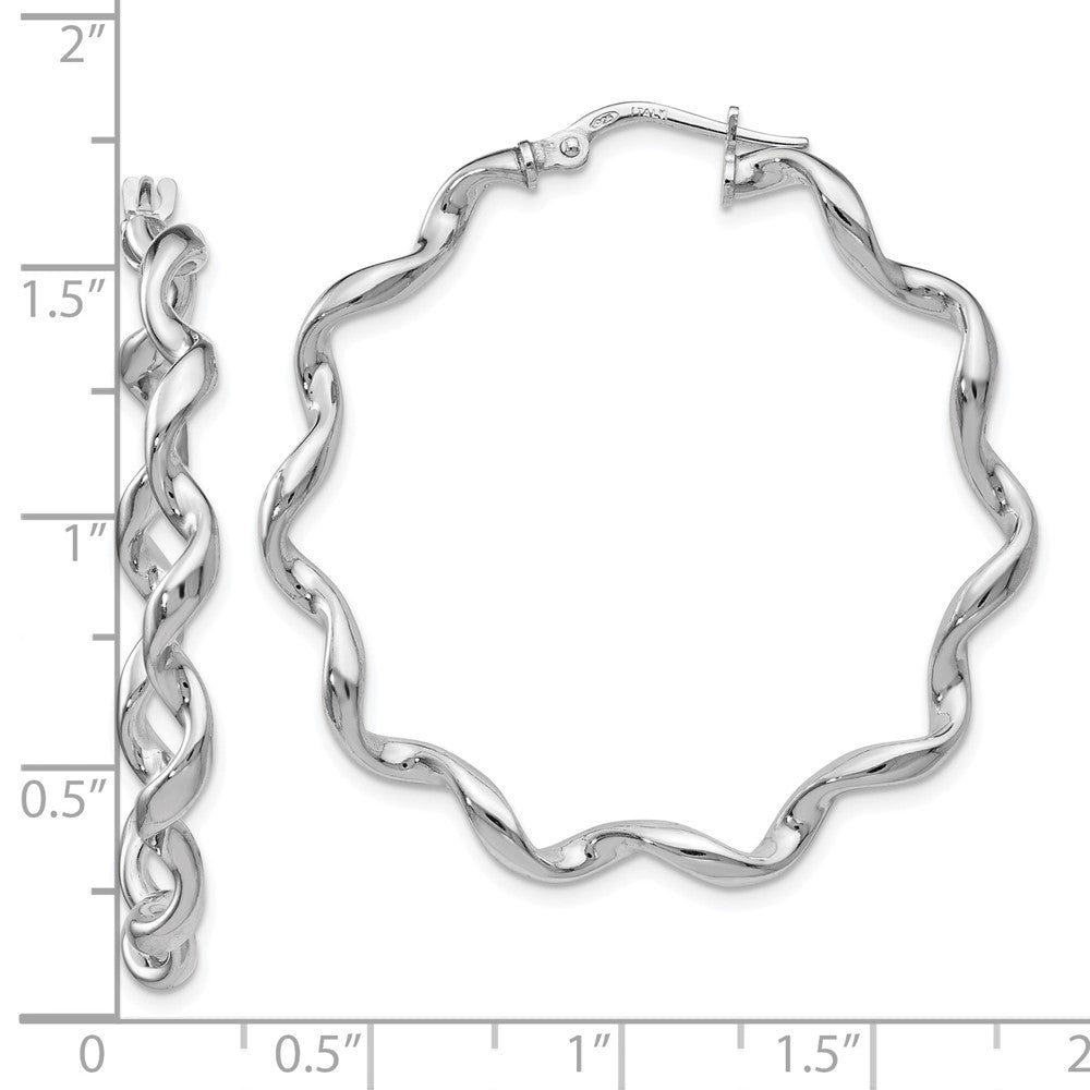 Sterling Silver RH-plated Polished Twisted Hoop Earrings