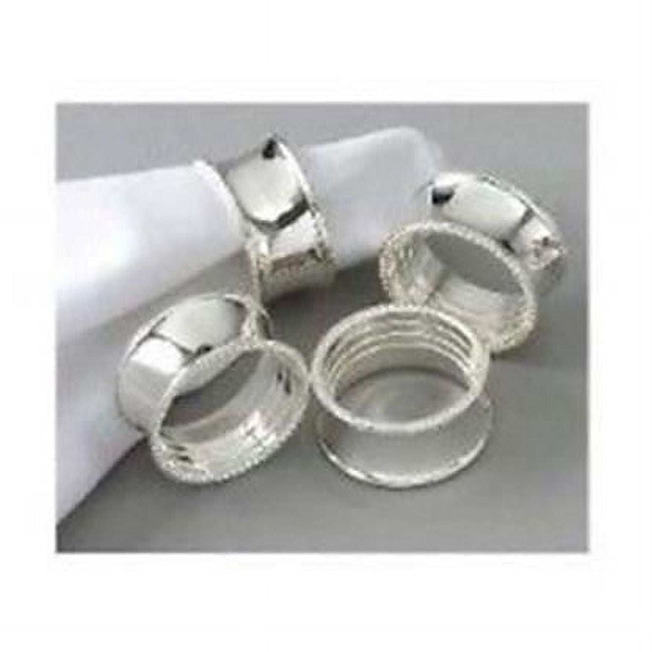Leeber 82214 Silver Plate Beaded Napkin Rings - Set of 4