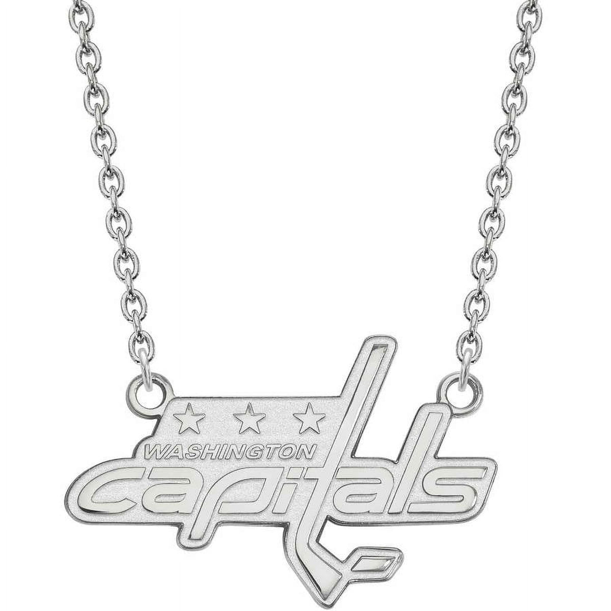 LogoArt NHL Washington Capitals Sterling Silver Large Pendant with Necklace