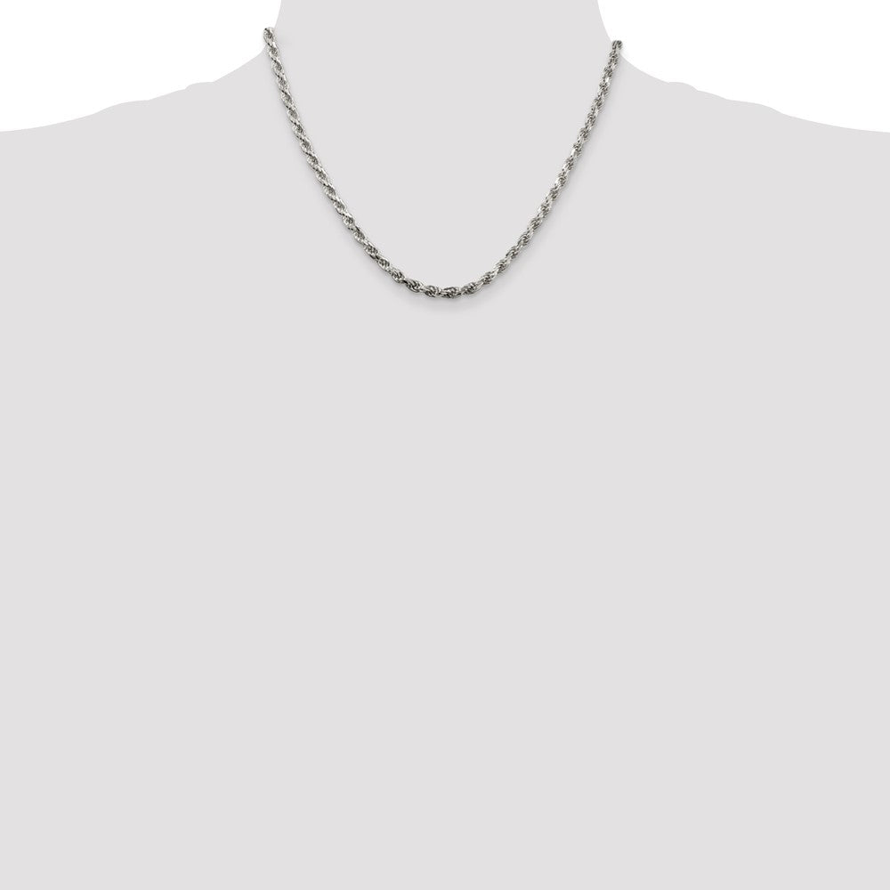 Sterling Silver 3.75mm Diamond-cut Rope Chain 18 Inches