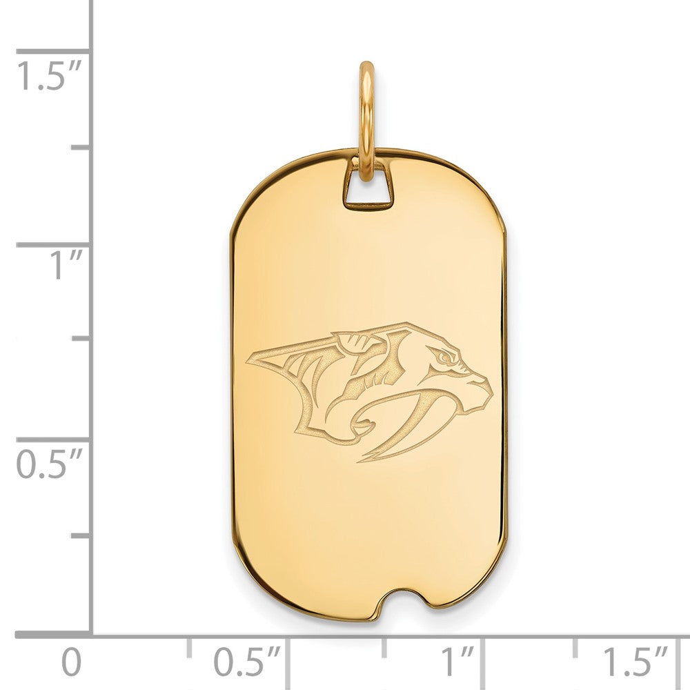 Sterling Silver Gold-plated NHL LogoArt Nashville Predators Small Dog Tag Pendant
