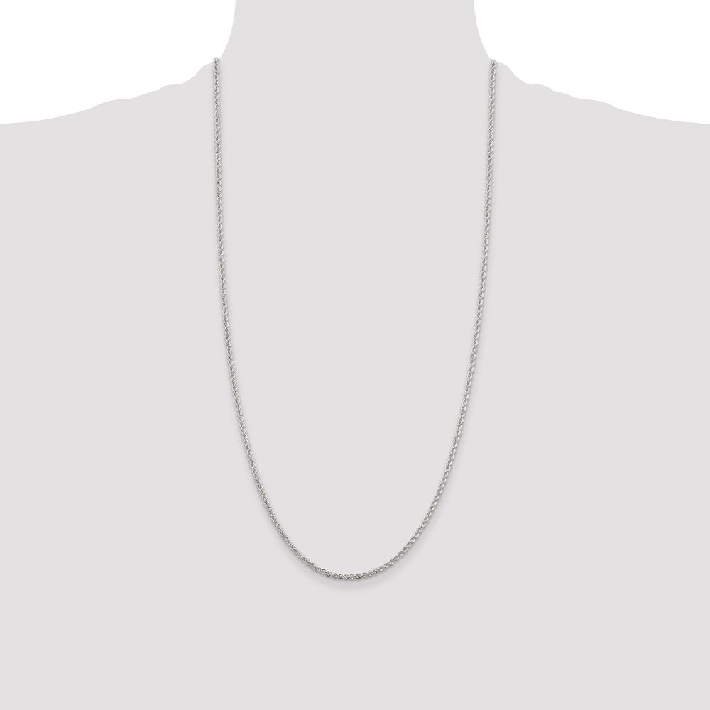Sterling Silver 2.3mm Solid Rope Chain 28 Inches