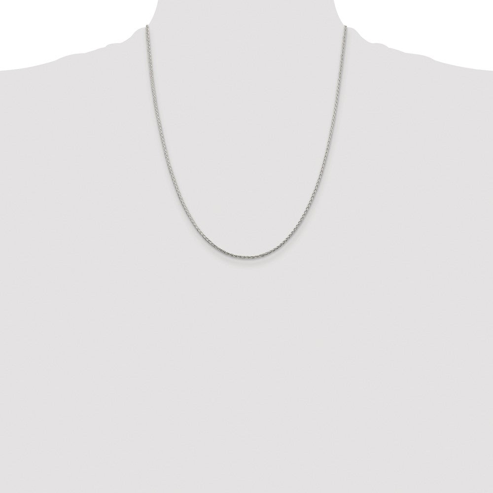 Sterling Silver Rhodium-plated 1.45mm Diamond-cut Round Spiga Chain