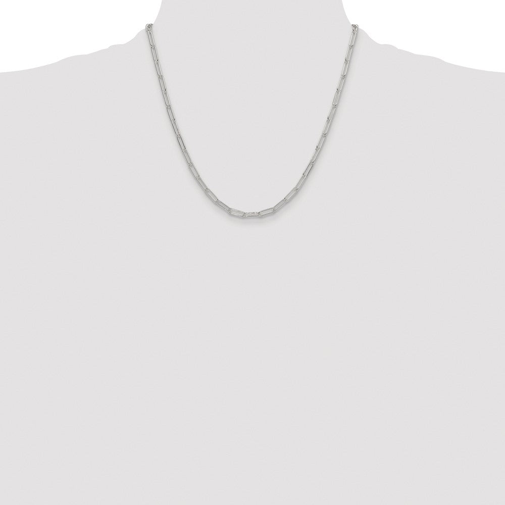 Sterling Silver Rhodium-plated Polished 3.5mm Elongated Cable Chain