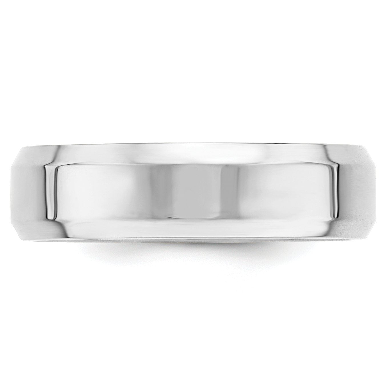 10k White Gold 6mm Beveled Edge Comfort Fit Wedding Band Size 10