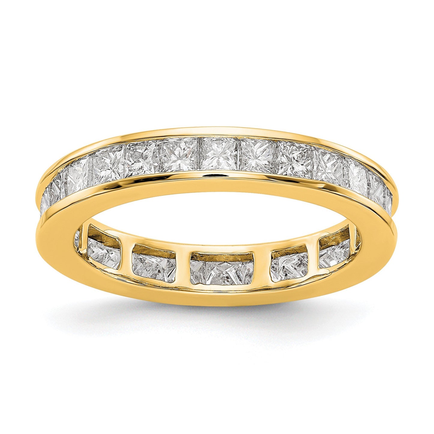 2 Ct. Channel Set Princess Cut Diamond Womens Eternity Wedding Band Ring in 14k Yellow Gold