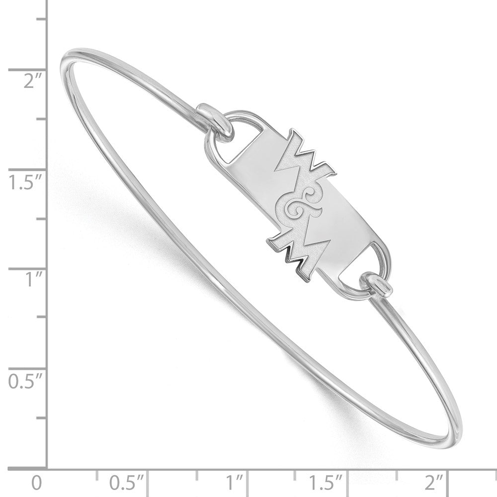 Sterling Silver Rhodium-plated LogoArt College of William and Mary Small Center 7 inch Wire Bangle