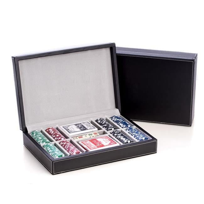 Bey-Berk International G535 Poker Set with 200 Chips in Leather Case, Black