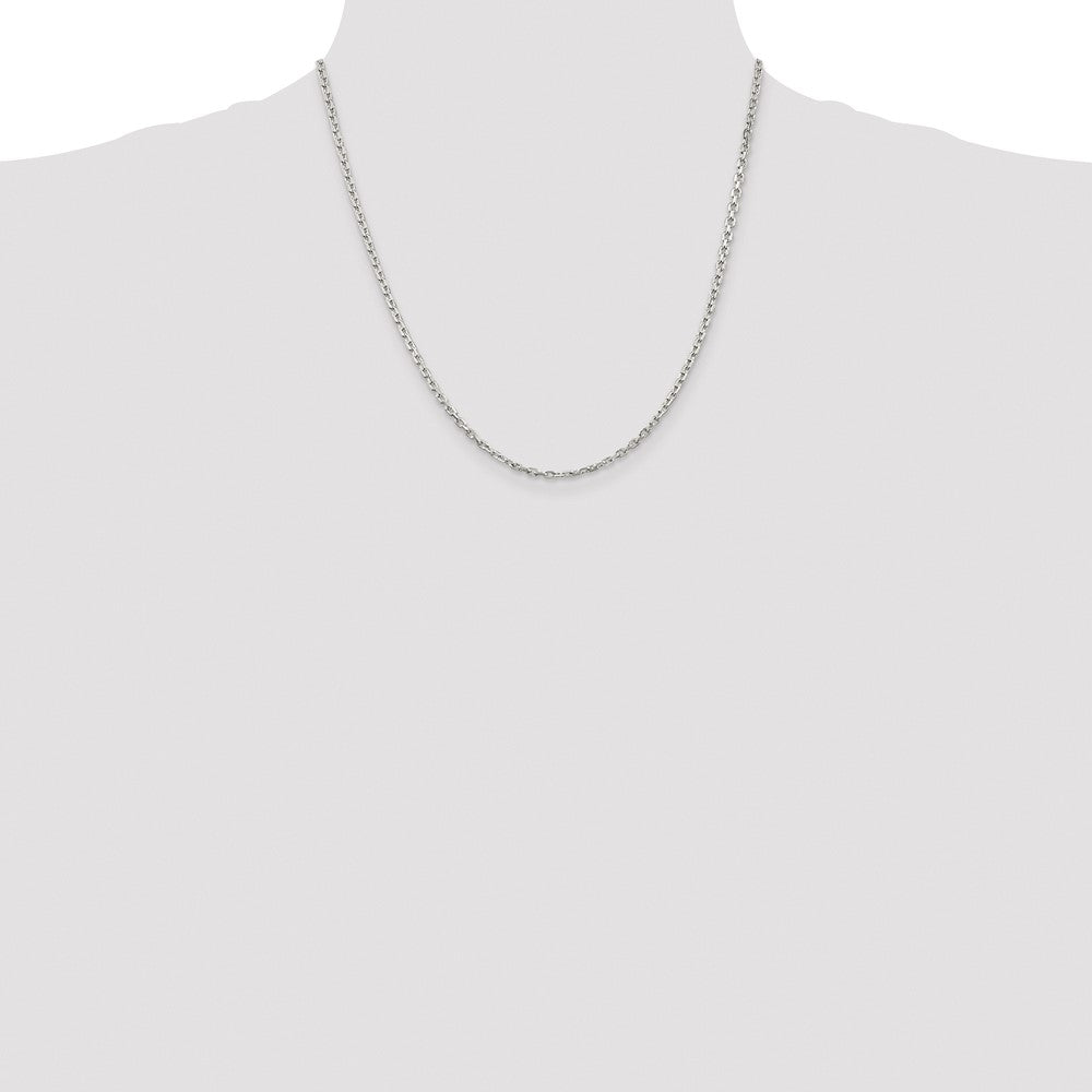Sterling Silver Rhodium-plated 2.75mm Beveled Oval Cable Chain