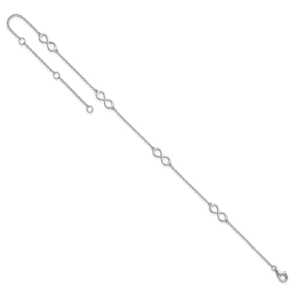 Sterling Silver Rhodium-plated Infinity 9in Plus 2in ext Anklet 9 inches
