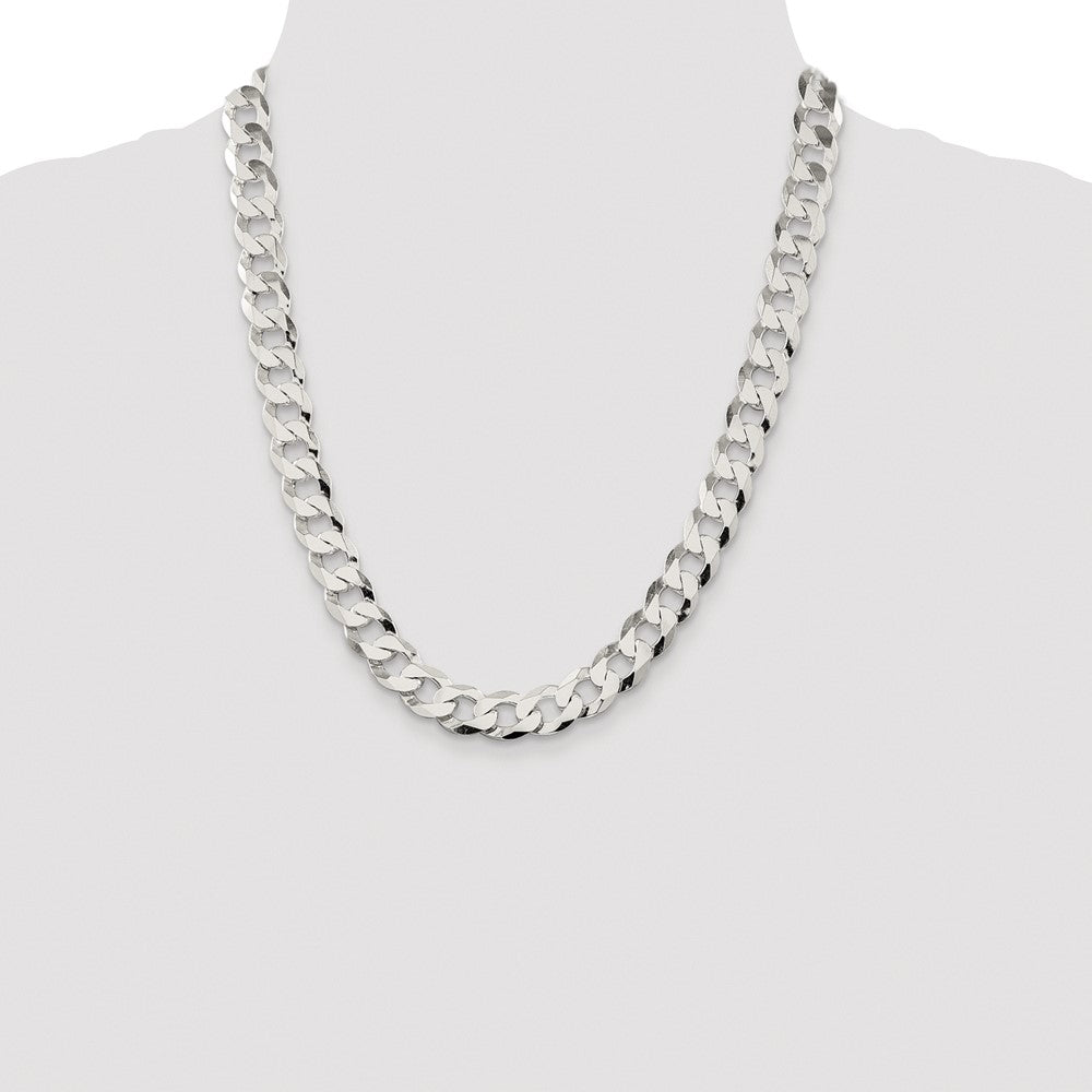 Sterling Silver Rhodium-plated 11.75mm Flat Curb Chain