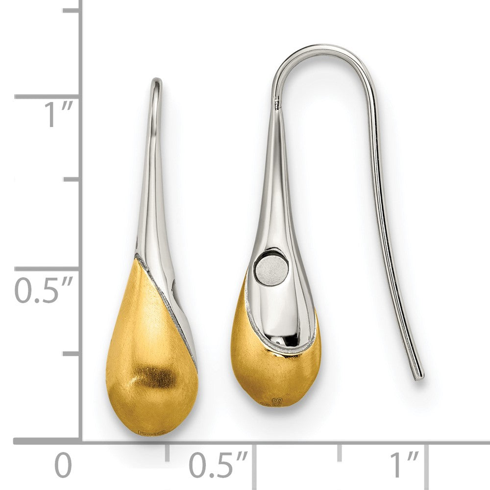 Stainless Steel Brushed & Polished Yellow IP Magnetic Shepherd Hook Earring