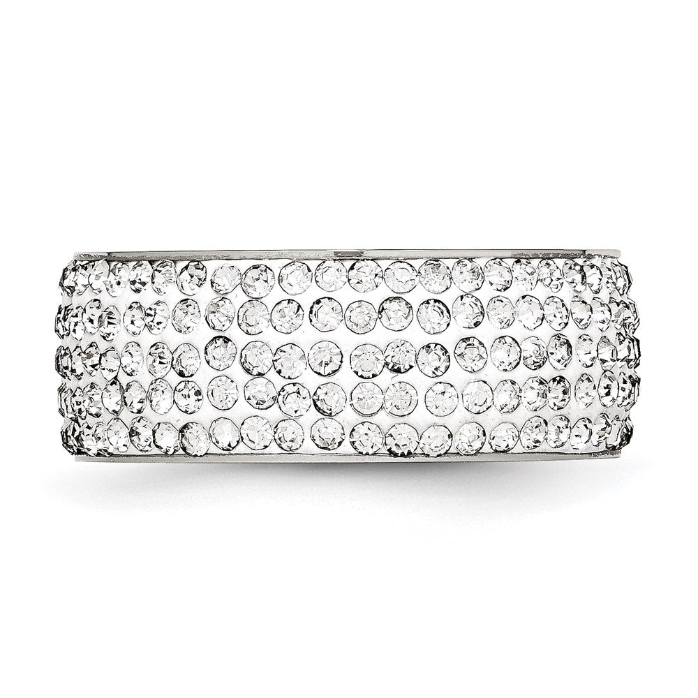 Stainless Steel Polished w/Crystal 9mm Band Size - 9