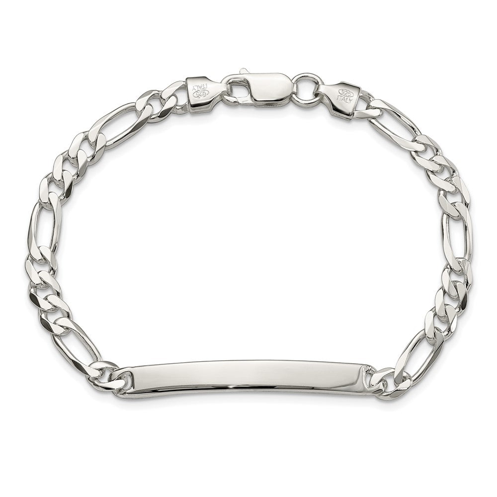 Sterling Silver Figaro Link ID Bracelet 7 inches