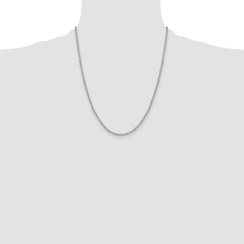 Sterling Silver Rhodium-plated 2.6mm Diamond-cut Cable Chain