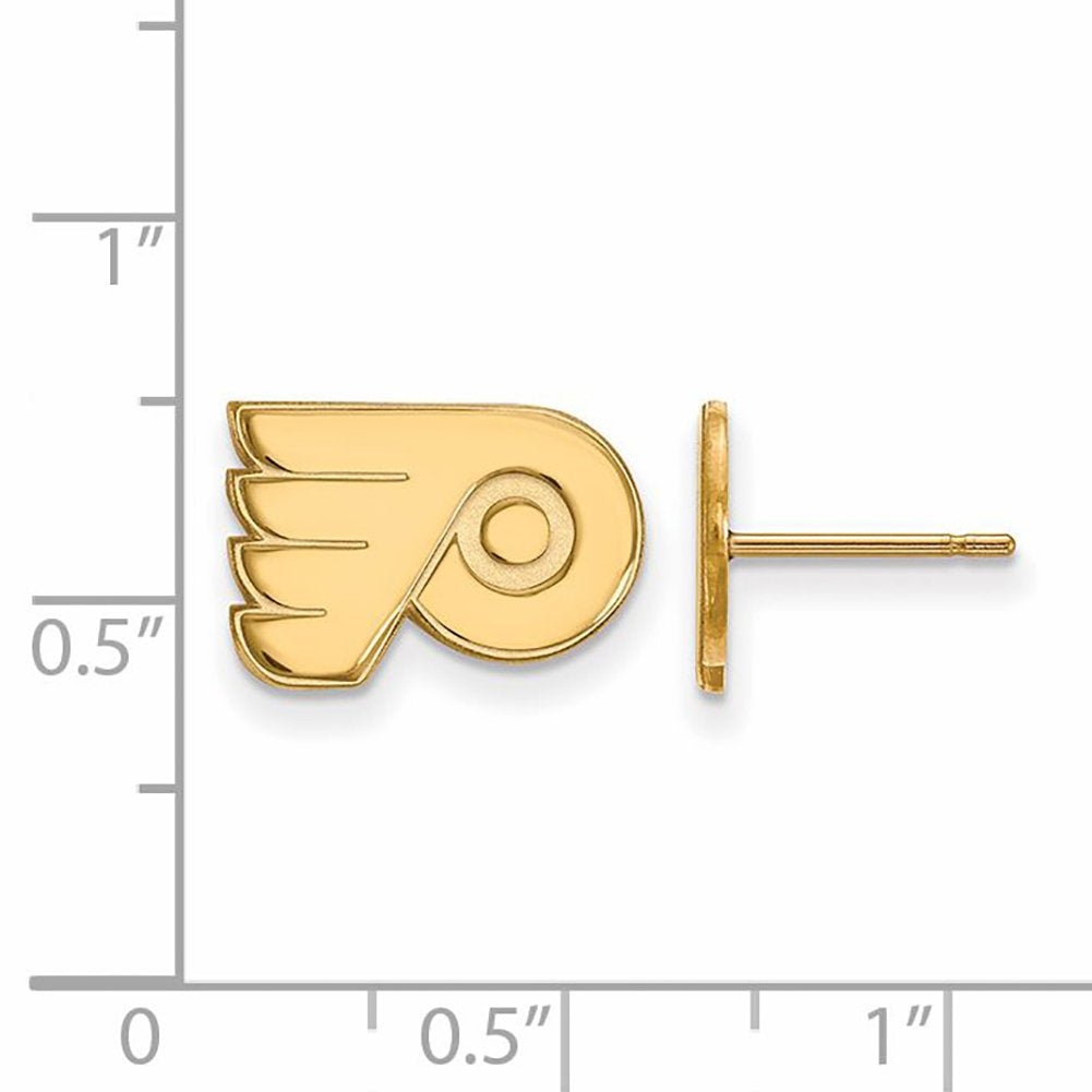 Sterling Silver 14k Yellow Gold Plated NHL Philadelphia Flyers XS Post Earrings