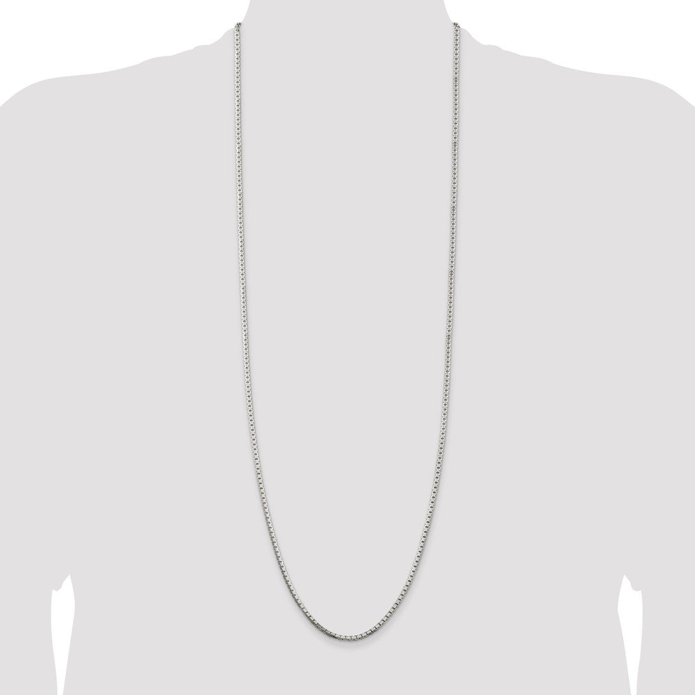 Sterling Silver 2.5mm 8 Sided Diamond-cut Box Chain 36 Inches