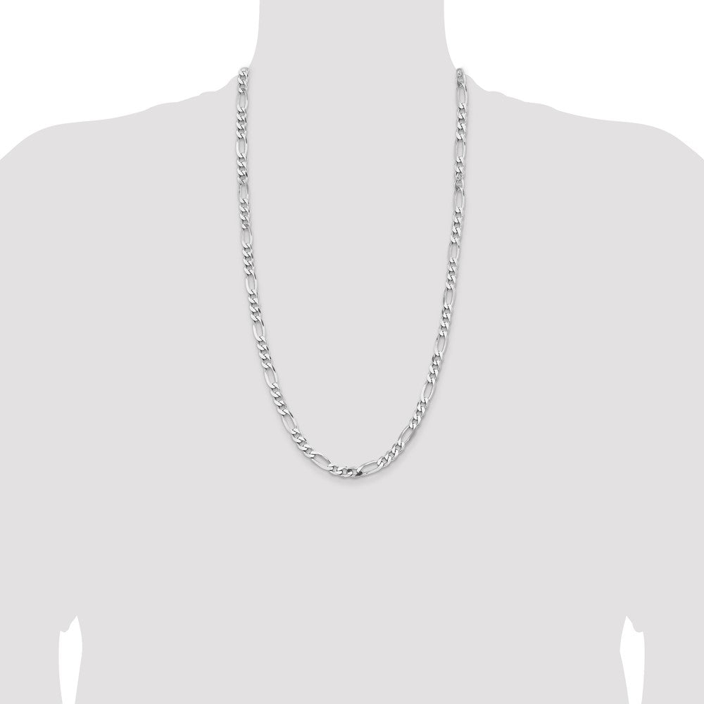 Sterling Silver Rhodium-plated 6.5mm Figaro Chain 28 Inches