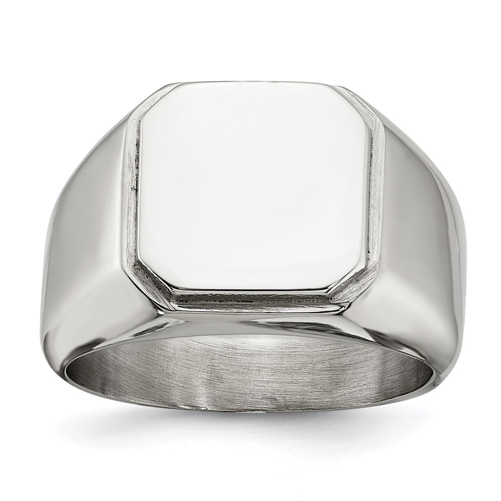 Stainless Steel Polished Signet Ring Size - 10