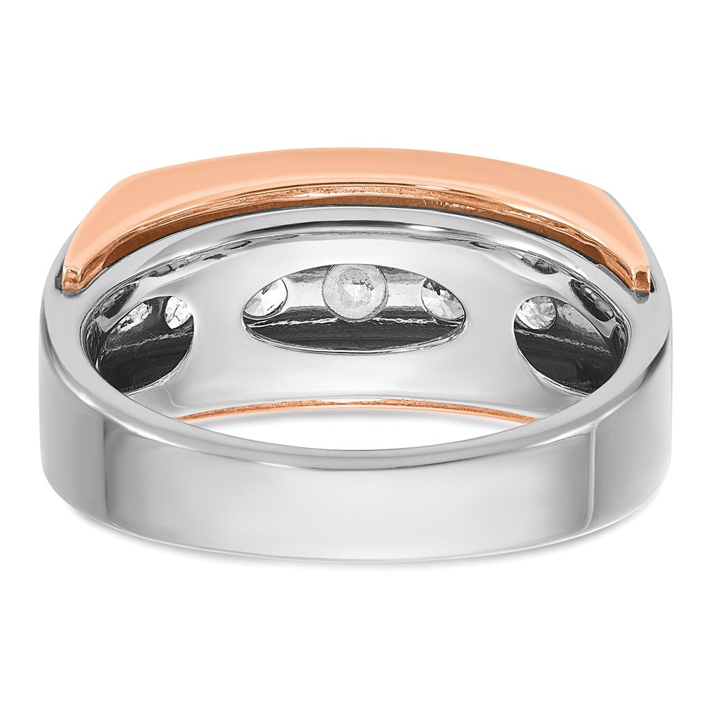 IBGoodman 14k Two Tone Rose and White Gold 1 carat Lab Grown Diamond VS/SI+ G+ Complete Five Stone Cut Out Men's Ring