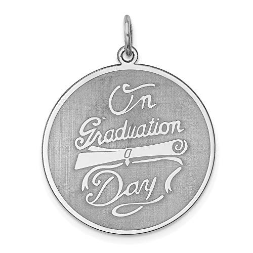 Sterling Silver Rhodium-plated On Graduation Day Disc Charm