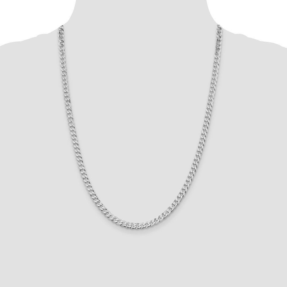 Sterling Silver Rhodium-plated 5mm Beveled Curb Chain 24 Inches
