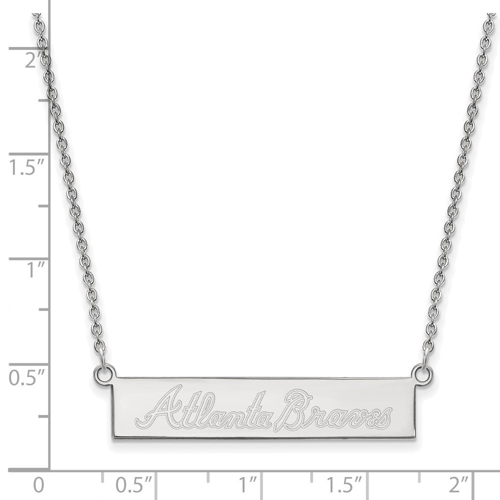 Sterling Silver Rhodium-plated Atlanta Braves Team Script Bar 18 inch Necklace