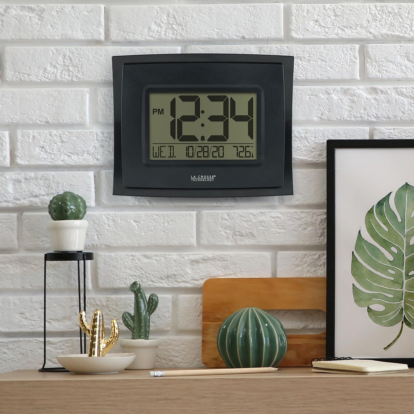 La Crosse Technology Digital Black Clock with Indoor Temperature, WT-8002U-B-INT